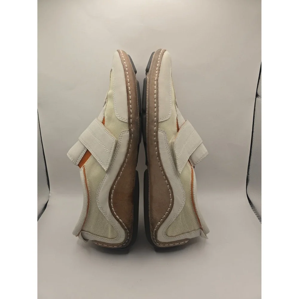 Cole Haan Mens Driving Shoes Size 9.5M White Leather With Orange